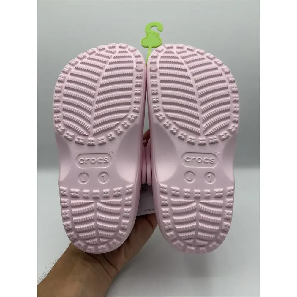 Crocs Floral Cut Classic Clog Light Pink Sandal Kids Size J 1 EUR 33 NWT